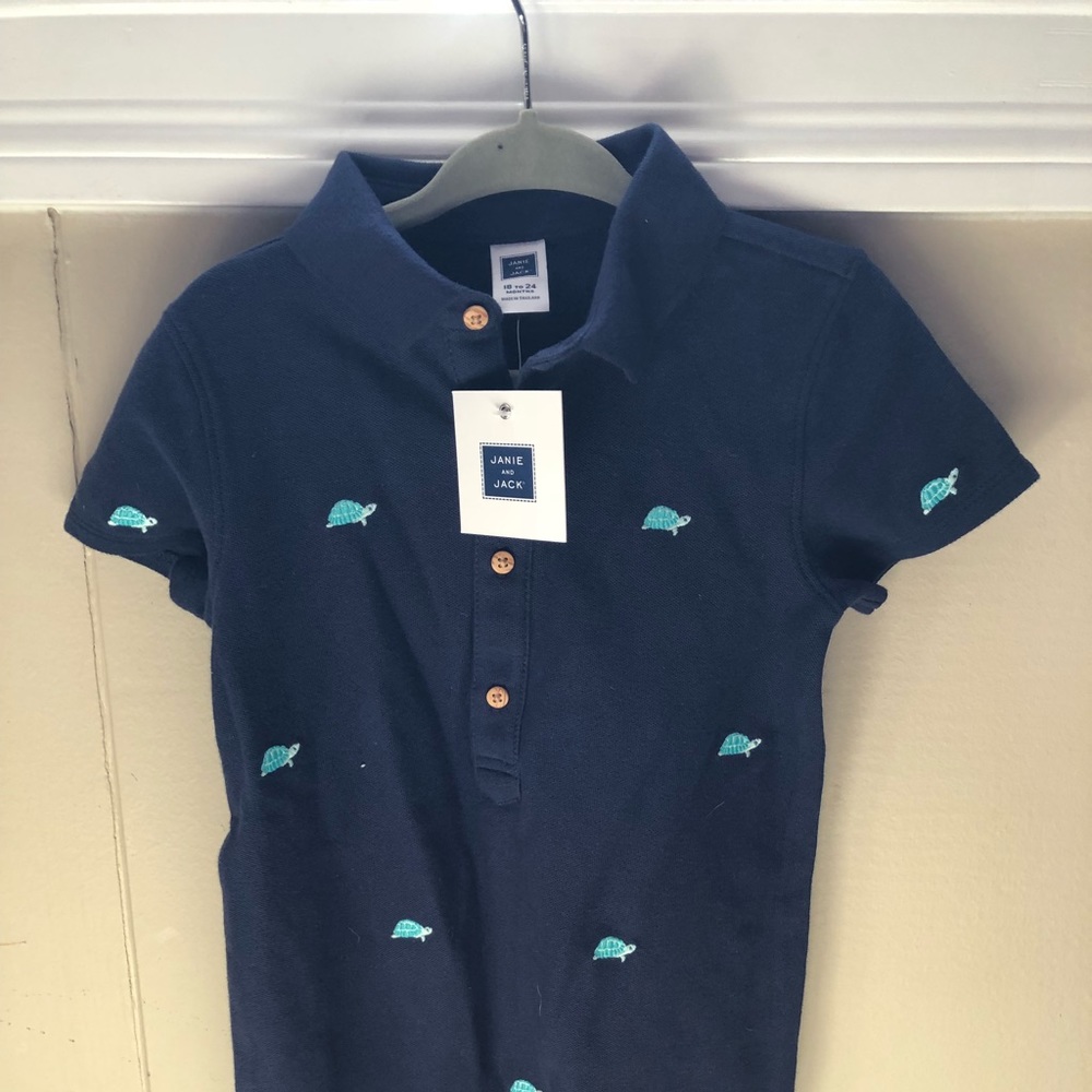 Janie and Jack NWT Turtle blue body suit